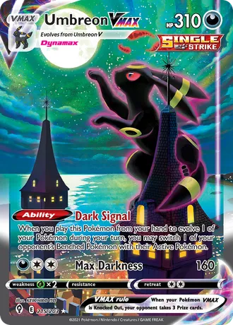 Umbreon VMAX alternate art, card 215/203 from Evolving Skies